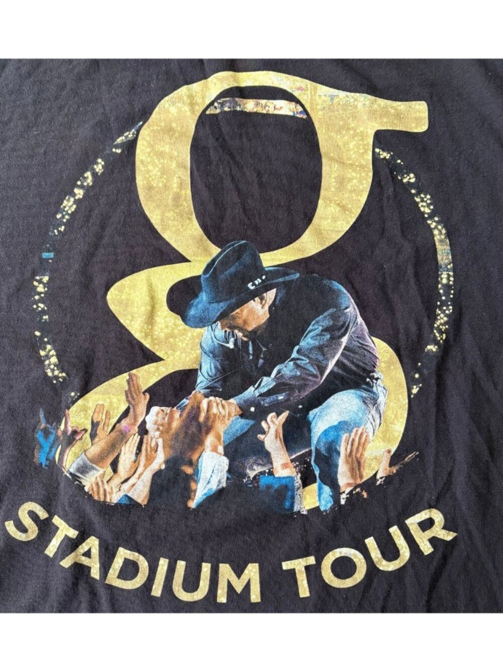 Garth Brooks Stadium Tour Concert T Shirt Black Tour Dates Graphic Large